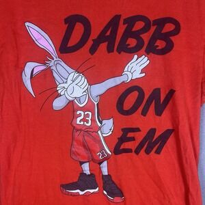 Vintage Doc Jordan 23 Bugs Bunny "Dabb On Em"‎ Red Tshirt Sz M